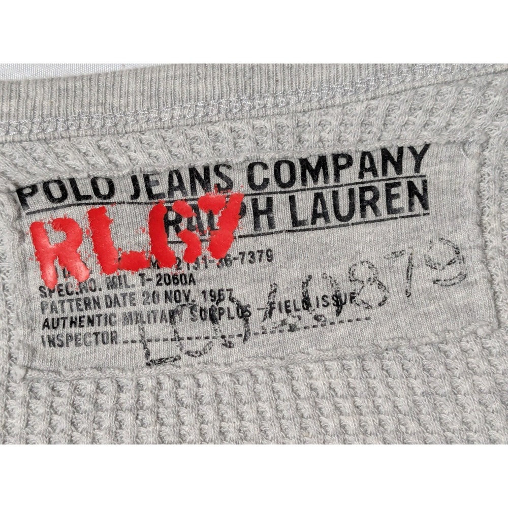 VTG POLO JEANS CO RALPH LAUREN Military Surplus Gray Thermal Shirt - Men 2XL - Picture 6 of 16